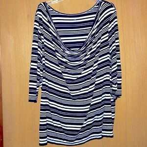 Lane Bryant - Black & white multi stripe drape neck top  Size 26/28